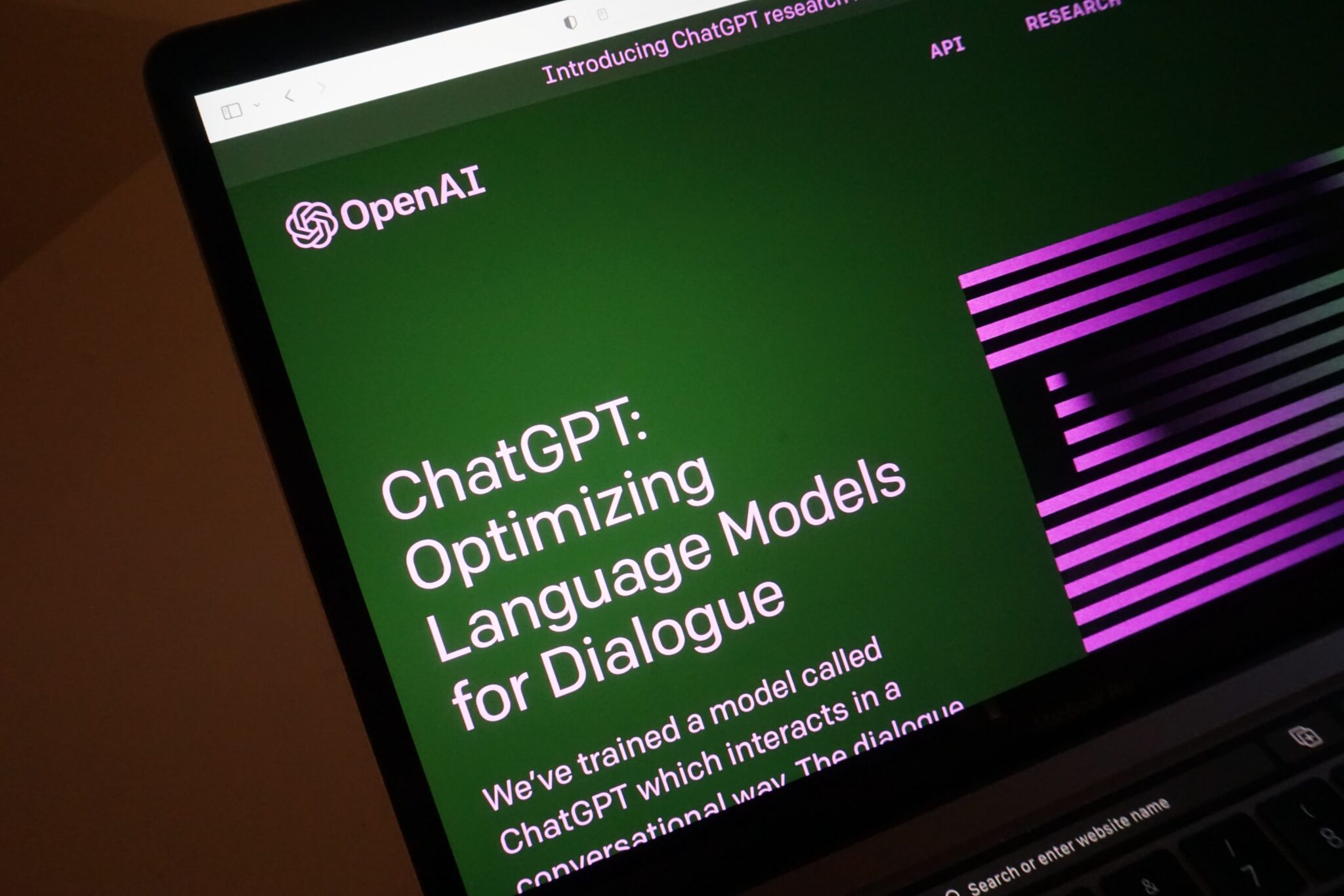 ChatGPT - Screen with OpenAI /ChatGPT website 